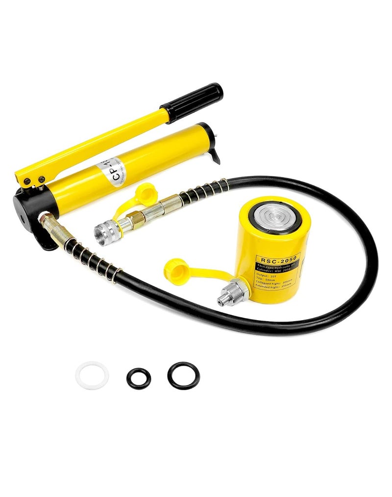 QWORK جاك هيدروليكي مصغر 20 طن بورتا باور رام 2" شوط، مضخة هيدروليكية يدوية CP-180، أسطوانات رفع تعمل بجهة واحدة لصناعة السفن - Image 1